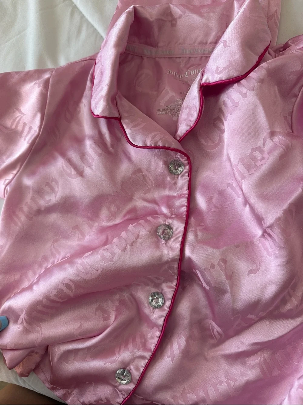Juicy Couture Pink Satin Short-Sleeve Kids Pajama Set
